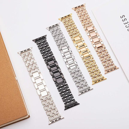 Five-bead Stripe Stainless Steel Watch Band, For Apple Watch 46mm / 49mm / 45mm / 44mm, For Apple Watch 42mm / 41mm / 40mm / 38mm - DealBuddy