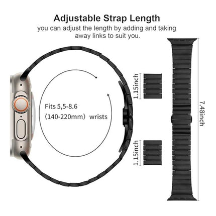 Butterfly Clasp One-Bead Titanium Alloy Watch Band, For Apple Watch 46mm / 49mm / 45mm / 44mm - DealBuddy