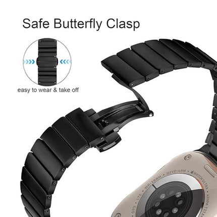 Butterfly Clasp One-Bead Titanium Alloy Watch Band, For Apple Watch 46mm / 49mm / 45mm / 44mm - DealBuddy