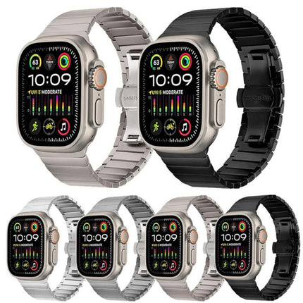 Butterfly Clasp One-Bead Titanium Alloy Watch Band, For Apple Watch 46mm / 49mm / 45mm / 44mm - DealBuddy