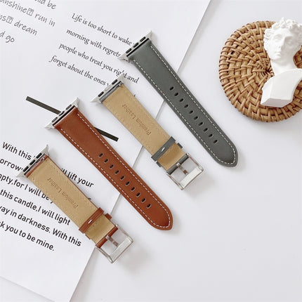 V Tail Style Stitching Leather Watch Wrist Strap, For Apple Watch 5 & 4 44mm / 3 & 2 & 1 42mm, For Apple Watch Series 8&7 41mm / SE 2&6&SE&5&4 40mm / 3&2&1 38mm, For Apple Watch Series 7 41mm / 6 & SE & 5 & 4 40mm / 3 & 2 & 1 38mm - DealBuddy