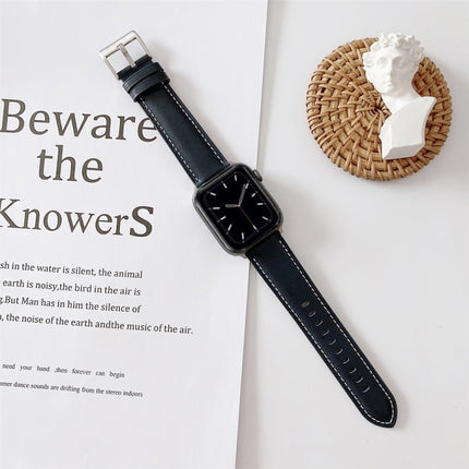 V Tail Style Stitching Leather Watch Wrist Strap, For Apple Watch 5 & 4 44mm / 3 & 2 & 1 42mm, For Apple Watch Series 8&7 41mm / SE 2&6&SE&5&4 40mm / 3&2&1 38mm, For Apple Watch Series 7 41mm / 6 & SE & 5 & 4 40mm / 3 & 2 & 1 38mm - DealBuddy
