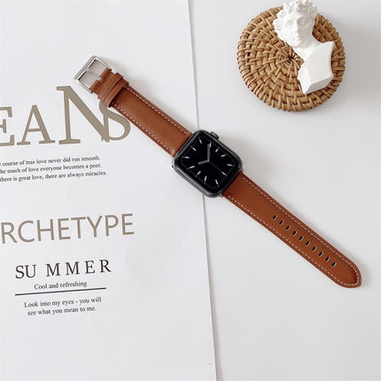 V Tail Style Stitching Leather Watch Wrist Strap, For Apple Watch 5 & 4 44mm / 3 & 2 & 1 42mm, For Apple Watch Series 8&7 41mm / SE 2&6&SE&5&4 40mm / 3&2&1 38mm, For Apple Watch Series 7 41mm / 6 & SE & 5 & 4 40mm / 3 & 2 & 1 38mm - DealBuddy