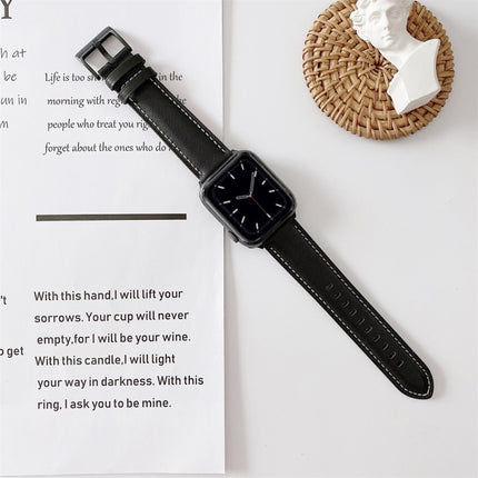 V Tail Style Stitching Leather Watch Wrist Strap, For Apple Watch 5 & 4 44mm / 3 & 2 & 1 42mm, For Apple Watch Series 8&7 41mm / SE 2&6&SE&5&4 40mm / 3&2&1 38mm, For Apple Watch Series 7 41mm / 6 & SE & 5 & 4 40mm / 3 & 2 & 1 38mm - DealBuddy