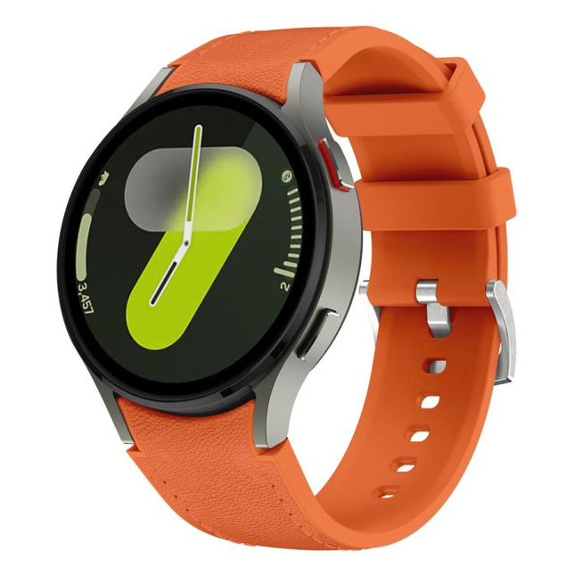 Silver Pin Buckle Leather Silicone Watch Band