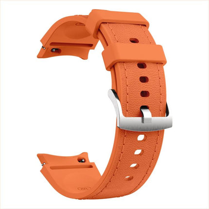 Silver Pin Buckle Leather Silicone Watch Band, For Samsung Galaxy Watch 7 / 6 / 5 / 4 - DealBuddy
