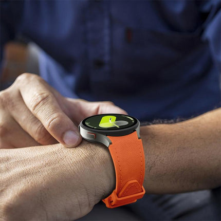 Silver Pin Buckle Leather Silicone Watch Band