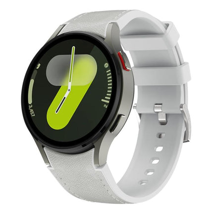 Silver Pin Buckle Leather Silicone Watch Band, For Samsung Galaxy Watch 7 / 6 / 5 / 4 - DealBuddy