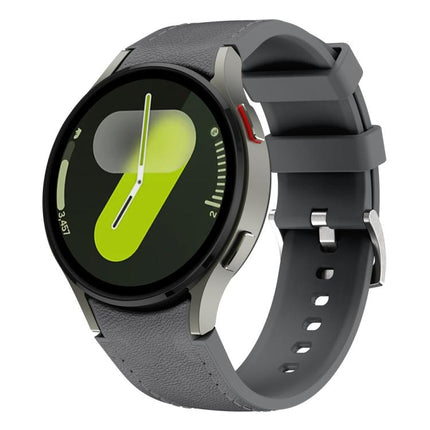 Silver Pin Buckle Leather Silicone Watch Band, For Samsung Galaxy Watch 7 / 6 / 5 / 4 - DealBuddy