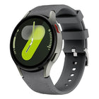 Silver Pin Buckle Leather Silicone Watch Band, For Samsung Galaxy Watch 7 / 6 / 5 / 4 - DealBuddy