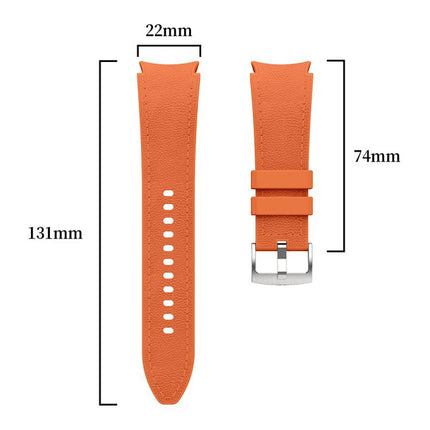 Silver Pin Buckle Leather Silicone Watch Band, For Samsung Galaxy Watch 7 / 6 / 5 / 4 - DealBuddy