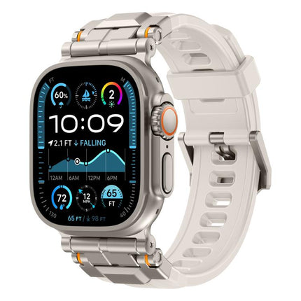 Alloy Connector Silicone Watch Strap, For Apple Watch 46mm / 49mm / 45mm / 44mm - DealBuddy