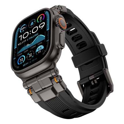 Alloy Connector Silicone Watch Strap, For Apple Watch 46mm / 49mm / 45mm / 44mm - DealBuddy