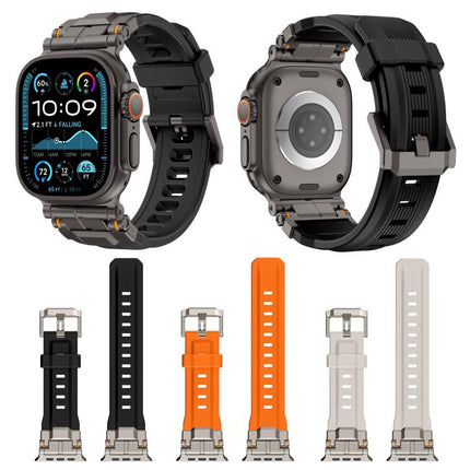 Alloy Connector Silicone Watch Strap, For Apple Watch 46mm / 49mm / 45mm / 44mm - DealBuddy