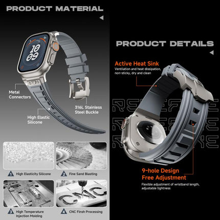 Kalebol High Stretch Silicone Armor Watch Band, For Apple Watch 46mm / 49mm / 45mm / 44mm - DealBuddy