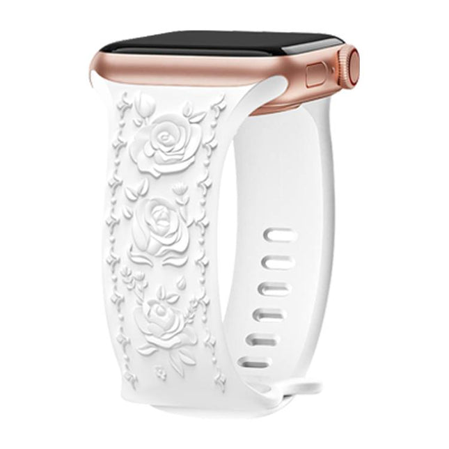 Kalebol 8-shaped Buckle Rose Embossed Silicone Watch Band