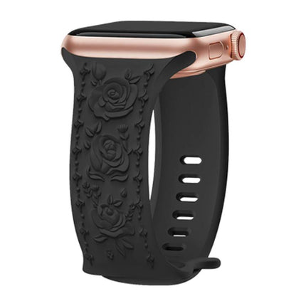 Kalebol 8-shaped Buckle Rose Embossed Silicone Watch Band
