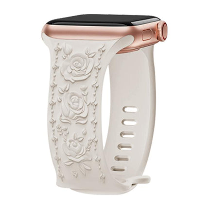 Kalebol 8-shaped Buckle Rose Embossed Silicone Watch Band, For Apple Watch 46mm / 49mm / 45mm / 44mm, For Apple Watch 42mm / 41mm / 40mm / 38mm - DealBuddy