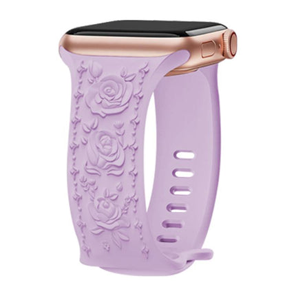 Kalebol 8-shaped Buckle Rose Embossed Silicone Watch Band, For Apple Watch 46mm / 49mm / 45mm / 44mm, For Apple Watch 42mm / 41mm / 40mm / 38mm - DealBuddy