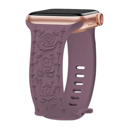 Kalebol 8-shaped Buckle Rose Embossed Silicone Watch Band, For Apple Watch 46mm / 49mm / 45mm / 44mm, For Apple Watch 42mm / 41mm / 40mm / 38mm - DealBuddy
