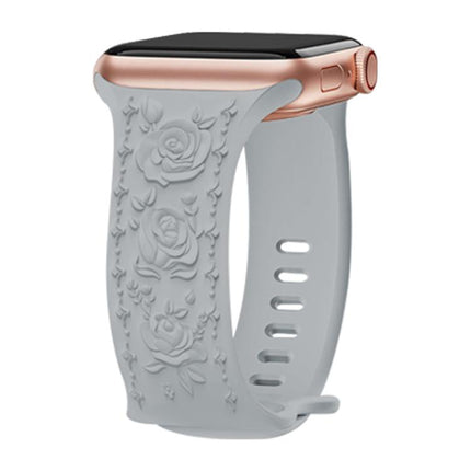 Kalebol 8-shaped Buckle Rose Embossed Silicone Watch Band, For Apple Watch 46mm / 49mm / 45mm / 44mm, For Apple Watch 42mm / 41mm / 40mm / 38mm - DealBuddy