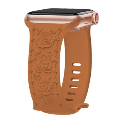 Kalebol 8-shaped Buckle Rose Embossed Silicone Watch Band, For Apple Watch 46mm / 49mm / 45mm / 44mm, For Apple Watch 42mm / 41mm / 40mm / 38mm - DealBuddy