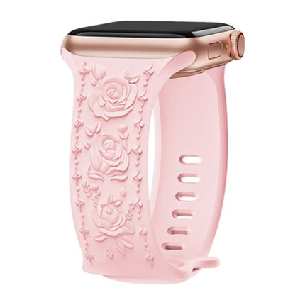 Kalebol 8-shaped Buckle Rose Embossed Silicone Watch Band, For Apple Watch 46mm / 49mm / 45mm / 44mm, For Apple Watch 42mm / 41mm / 40mm / 38mm - DealBuddy