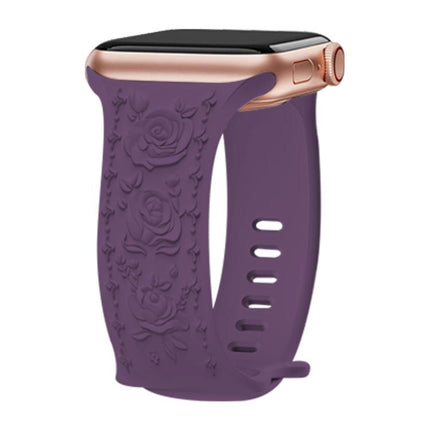 Kalebol 8-shaped Buckle Rose Embossed Silicone Watch Band, For Apple Watch 46mm / 49mm / 45mm / 44mm, For Apple Watch 42mm / 41mm / 40mm / 38mm - DealBuddy
