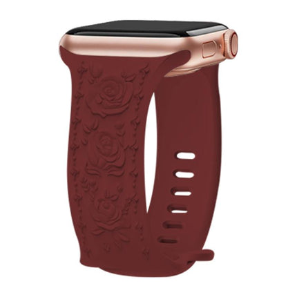 Kalebol 8-shaped Buckle Rose Embossed Silicone Watch Band, For Apple Watch 46mm / 49mm / 45mm / 44mm, For Apple Watch 42mm / 41mm / 40mm / 38mm - DealBuddy