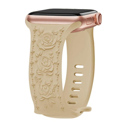 Kalebol 8-shaped Buckle Rose Embossed Silicone Watch Band, For Apple Watch 46mm / 49mm / 45mm / 44mm, For Apple Watch 42mm / 41mm / 40mm / 38mm - DealBuddy