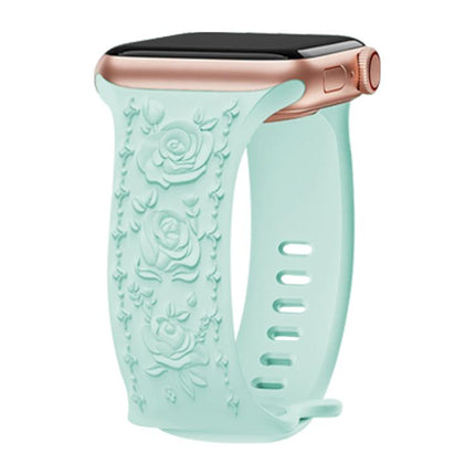Kalebol 8-shaped Buckle Rose Embossed Silicone Watch Band, For Apple Watch 46mm / 49mm / 45mm / 44mm, For Apple Watch 42mm / 41mm / 40mm / 38mm - DealBuddy