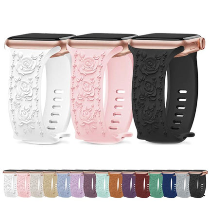 Kalebol 8-shaped Buckle Rose Embossed Silicone Watch Band