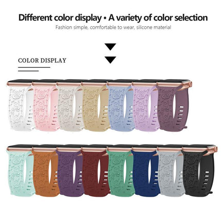 Kalebol 8-shaped Buckle Rose Embossed Silicone Watch Band