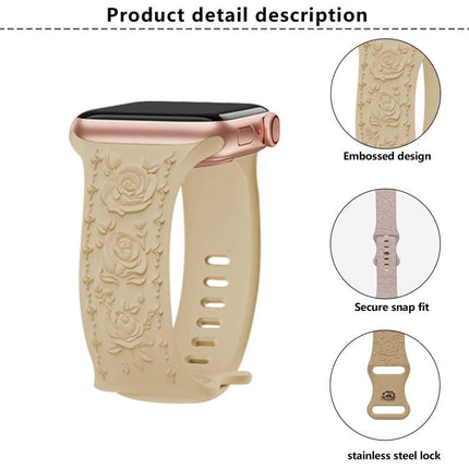 Kalebol 8-shaped Buckle Rose Embossed Silicone Watch Band