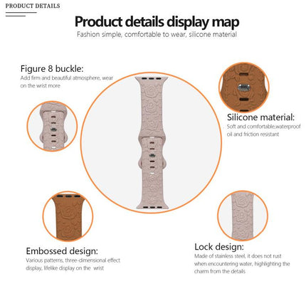 Kalebol 8-shaped Buckle Rose Embossed Silicone Watch Band