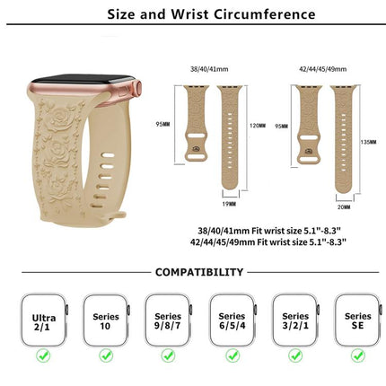 Kalebol 8-shaped Buckle Rose Embossed Silicone Watch Band