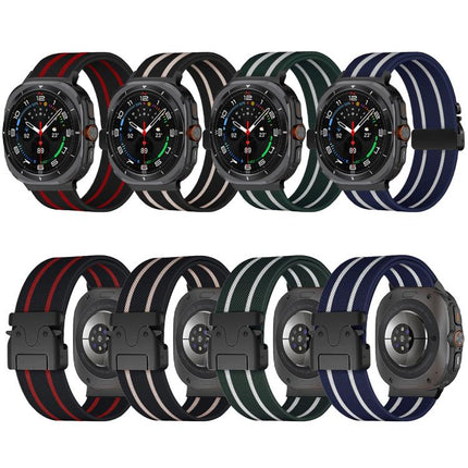 Parachute Buckle Stripe Nylon Elastic Braided Watch Band