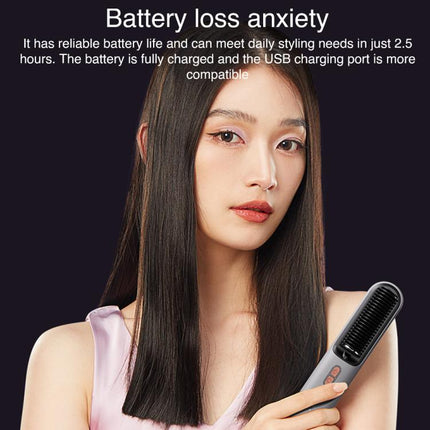 K-SKIN KD382B Negative Ion Hair Care Type-C Wireless Hair Straightening Comb
