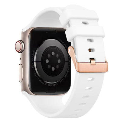 Plain Solid Color Rose Gold Buckle Silicone Watch Band, For Apple Watch 42mm / 41mm / 40mm / 38mm - DealBuddy