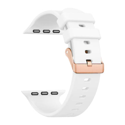 Plain Solid Color Rose Gold Buckle Silicone Watch Band, For Apple Watch 42mm / 41mm / 40mm / 38mm - DealBuddy