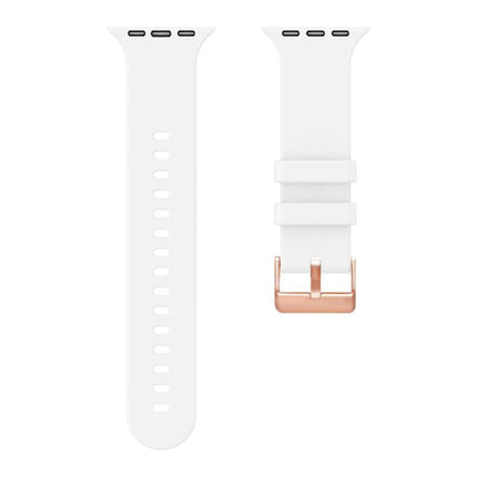 Plain Solid Color Rose Gold Buckle Silicone Watch Band, For Apple Watch 42mm / 41mm / 40mm / 38mm - DealBuddy