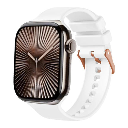 Plain Solid Color Rose Gold Buckle Silicone Watch Band, For Apple Watch 42mm / 41mm / 40mm / 38mm - DealBuddy