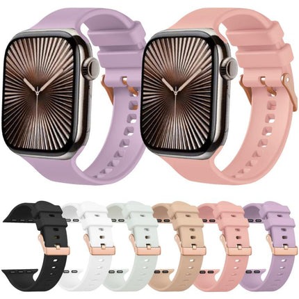 Plain Solid Color Rose Gold Buckle Silicone Watch Band, For Apple Watch 42mm / 41mm / 40mm / 38mm - DealBuddy