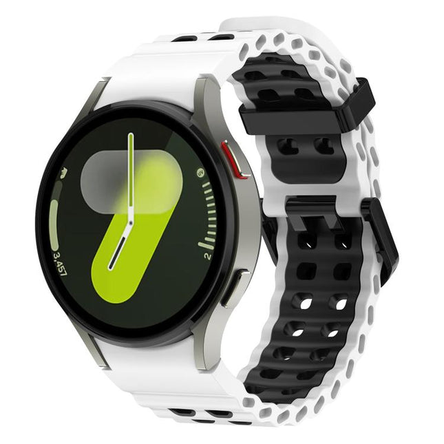 Ocean Dual-Row Hole Two Color Silicone Watch Band