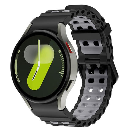Ocean Dual-Row Hole Two Color Silicone Watch Band