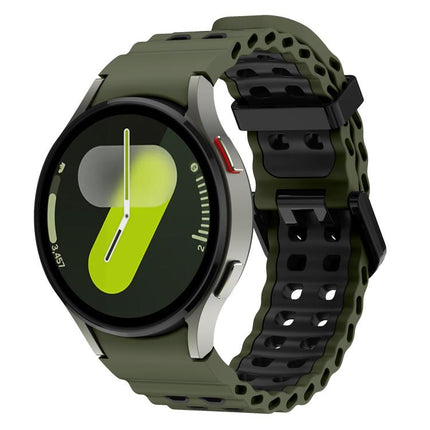 Ocean Dual-Row Hole Two Color Silicone Watch Band, For Samsung Galaxy Watch 7 40 / 44mm - DealBuddy