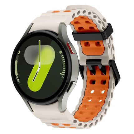 Ocean Dual-Row Hole Two Color Silicone Watch Band, For Samsung Galaxy Watch 7 40 / 44mm - DealBuddy