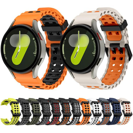 Ocean Dual-Row Hole Two Color Silicone Watch Band