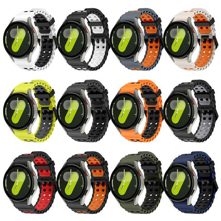 Ocean Dual-Row Hole Two Color Silicone Watch Band, For Samsung Galaxy Watch 7 40 / 44mm - DealBuddy
