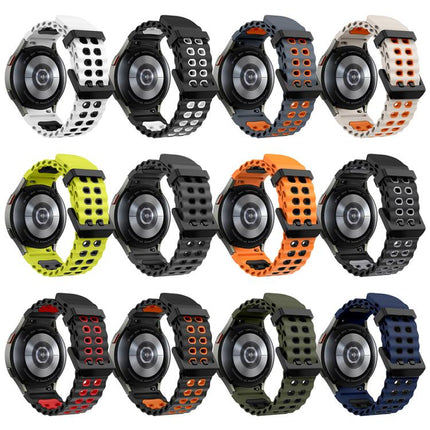 Ocean Dual-Row Hole Two Color Silicone Watch Band, For Samsung Galaxy Watch 7 40 / 44mm - DealBuddy